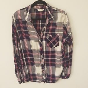 Pink and blue plaid shirt